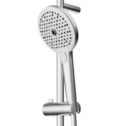 Kit de douche sans robinetterie avec douchette 3 jets + flexible + barre réglable chrome GoodHome Kolima