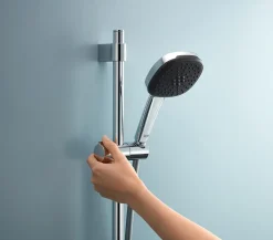 Kit de douche sans robinetterie avec douchette 2 jets + flexible + barre chrome, Grohe Vitalio Comfort 110