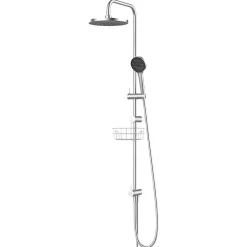 Kit de douche sans robinetterie avec pomme de tête, douchette et barre chrome GoodHome Maza