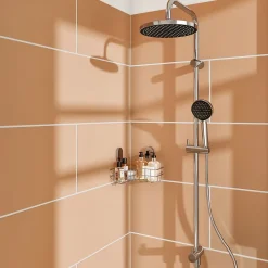 Kit de douche sans robinetterie avec pomme de tête, douchette et barre chrome GoodHome Maza
