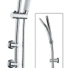 Kit de douche sans robinetterie avec douchette 3 jets + flexible + barre réglable, chrome, Edouard Rousseau Milk