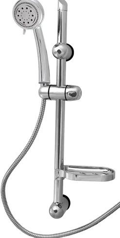 Kit de douche sans robinetterie avec douchette 3 jets + flexible + barre réglable, chrome, Edouard Rousseau Tamari