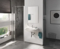 Kit de douche sans robinetterie avec douchette 2 jets + flexible + barre réglable, chrome, Grohe Vitalio Start 100
