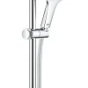 Kit de douche sans robinetterie avec douchette 3 jets + flexible + barre réglable, chrome, Grohe Vitalio SmartActive 130 Cube