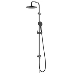 Kit de douche sans robinetterie avec pomme de tête, douchette et barre noir GoodHome Maza
