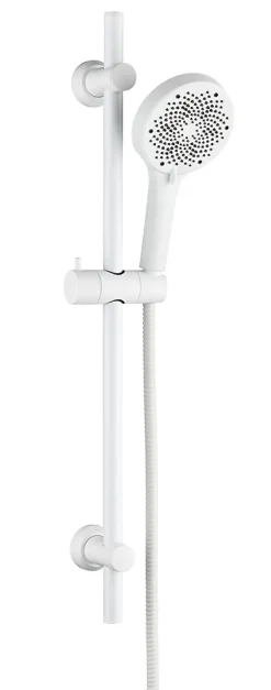 Kit de douche sans robinetterie avec douchette, flexible et barre réglable, blanc, Edouard Rousseau Bolton