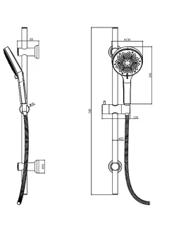 Kit de douche sans robinetterie avec douchette, flexible et barre réglable, blanc, Edouard Rousseau Bolton