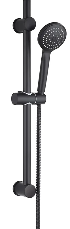 Kit de douche sans robinetterie avec douchette 1 jet + flexible + barre réglable, noir, Edouard Rousseau Raquette