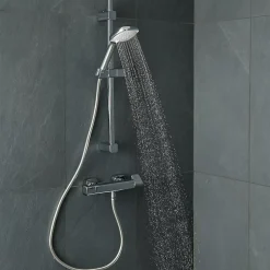 Kit de douche thermostatique chrome GoodHome Teesta