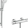 Kit de douche thermostatique avec douchette 3 jets + flexible + barre réglable, chrome, Hansgrohe Combi Croma S 150