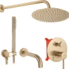 Kit de douche-baignoire encastrée REA Lungo Brush Gold + box