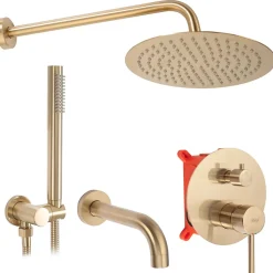 Kit de douche-baignoire encastrée REA Lungo Brush Gold + box