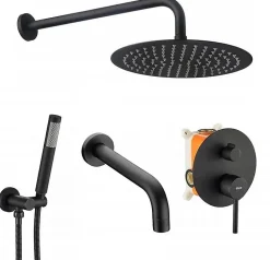 Kit de douche-baignoire encastrée REA Lungo Black + box