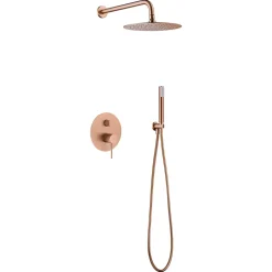 Kit douche encastrable laitonacier PVD or rose mitigeur 2 voies tête 25 cm