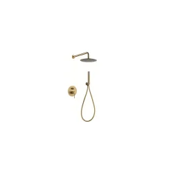 Kit douche encastrable laitonacier PVD or rose mitigeur 2 voies tête 25 cm