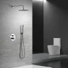 Kit douche encastre en acier et laiton chrome avec mitigeur monocommande et pomme de 25 cm