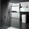 Kit douche encastree noir mat acier et laiton mitigeur 2 voies pomme 25x25 cm