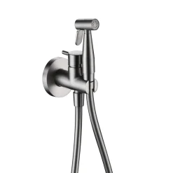 Kit Douchette anti-calcaire hygiénique encastrée WC ou Bidet Salle de Bain Nickel Brossé IMEX MUNICH RDM001/NQ