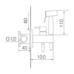 Kit Douchette anti-calcaire hygiénique encastrée WC ou Bidet Salle de Bain Nickel Brossé IMEX MUNICH RDM001/NQ
