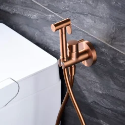 Kit Douchette anti-calcaire hygiénique encastrée WC ou Bidet Salle de Bain Or Rose IMEX MUNICH RDM001/ORC