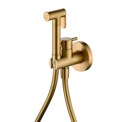 Kit Douchette anti-calcaire hygiénique encastrée WC ou Bidet Salle de Bain Or Brossé IMEX MUNICH RDM001/OC