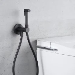 Kit Douchette anti-calcaire hygiénique encastrée WC ou Bidet Salle de Bain Noir Mat IMEX LINE RDD038/NG
