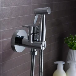 Kit Douchette anti-calcaire hygiénique encastrée WC ou Bidet Salle de Bain Chrome IMEX MUNICH RDM001