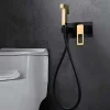 Kit Douchette anti-calcaire hygiénique encastrée WC ou Bidet Salle de Bain Noir et Or IMEX SUECIA BDC032-5/NGOLD