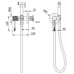 Kit Hygiène Douchette de WC / Bidet Encastré Chrome IMEX GENOVA RDG053