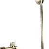 Kit hygiène WC avec douchette 2 jets + flexible + support mural + robinet alimentation, doré brossé, MTK Harmonie