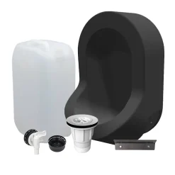 Kit spécial jardin : urinoir mural sans eau et bidon de récupération 25L - Valorisation de l'urine comme engrais - Noir