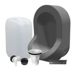 Kit spécial jardin : urinoir mural sans eau et bidon de récupération 25L - Valorisation de l'urine comme engrais - Gris