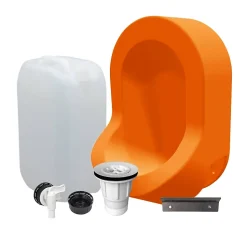 Kit spécial jardin : urinoir mural sans eau et bidon de récupération 25L - Valorisation de l'urine comme engrais - Orange