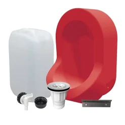 Kit spécial jardin : urinoir mural sans eau et bidon de récupération 25L - Valorisation de l'urine comme engrais - Rouge