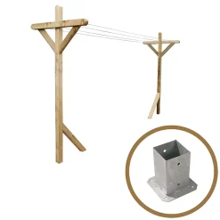 Kit étendoir à linge extérieur Séville premium + 2 supports poteaux à fixer