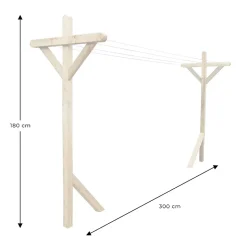 Kit étendoir à linge extérieur Séville premium + 2 supports poteaux à fixer