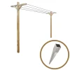 Kit étendoir à linge extérieur bois Séville + 2 supports poteaux à enfoncer