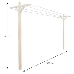 Kit étendoir à linge extérieur bois Séville + 2 supports poteaux à enfoncer
