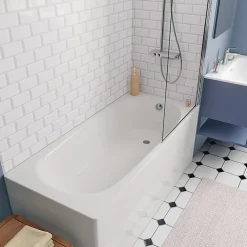 KOLO by Geberit 170x70 cm Ensemble baignoire Opal Plus universelle + Pare baignoire pivotant chrome + pieds (XWP1270000-SETP)