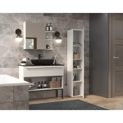 KOMMA - Meuble salle de bain 2 portes - 31x30x174 cm - Colonne rangement SDB