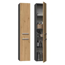 KOMMA - Meuble salle de bain 2 portes - 31x30x174 cm - Colonne rangement SDB