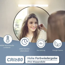 Lampe de miroir de salle de bain NETTLIFE LED 40 cm 6 W IP44 4 000 K