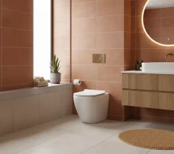 LANERI WC au sol Bent Rim - Cuvette Rimless sans bride Blanc Brillant FIL Mural design arrondi - Abattant Soft-Close