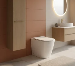 LANERI WC AU SOL Série Moon - Cuvette Rimless sans bride Blanc Brillant FIL Mural - Abattant Soft-Close