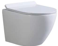 LANERI WC Suspendu Série New Bent - Cuvette Rimless sans bride Blanc Brillant - Dimensions Réduites 49,5 cm - Abattant Soft-Close