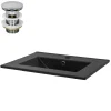 Lavabo à encastrer noir mat céramique avec bouchon de vidange 615 x 470 x 175 mm