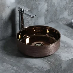 Lavabo à poser CILIN céramique 36x12x36 cm cuivre