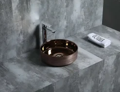 Lavabo à poser CILIN céramique 36x12x36 cm cuivre