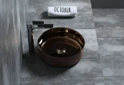 Lavabo à poser CILIN céramique 36x12x36 cm cuivre