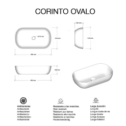 Lavabo à poser CORINTO OVALO céramique 49,5x13x31 cm blanc